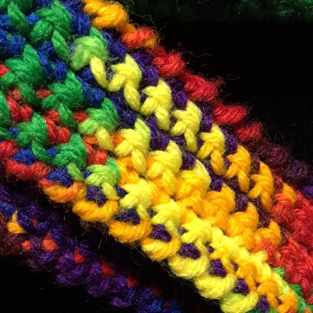 Rainbow Multicolored Handmade Crochet Knitted Belt One Size Fits Most Small-XL - Picture 3 of 6